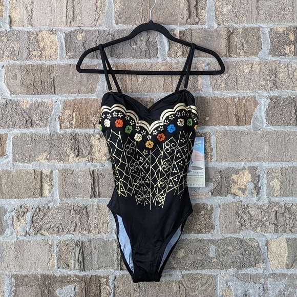 Vintage Deadstock Sun Streak by Newport News Sweetheart Swimsuit One Piece - Picture 1 of 11